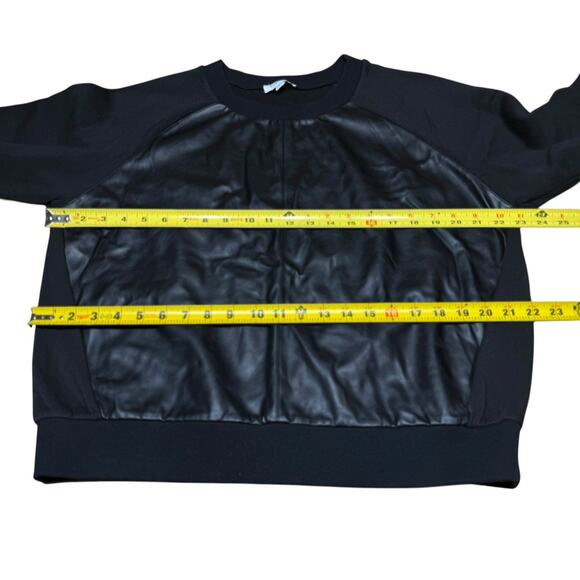 Evereve Faux Leather Women's Sweatshirt Black Large Gothic Metal Witchy Goth - Picture 8 of 10